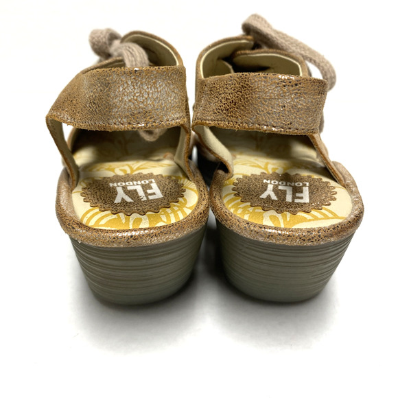 Fly London YLFA Luna Wedge Sandal Metallic Blush Pink Tinted Tan Gold 38… - Picture 6 of 8